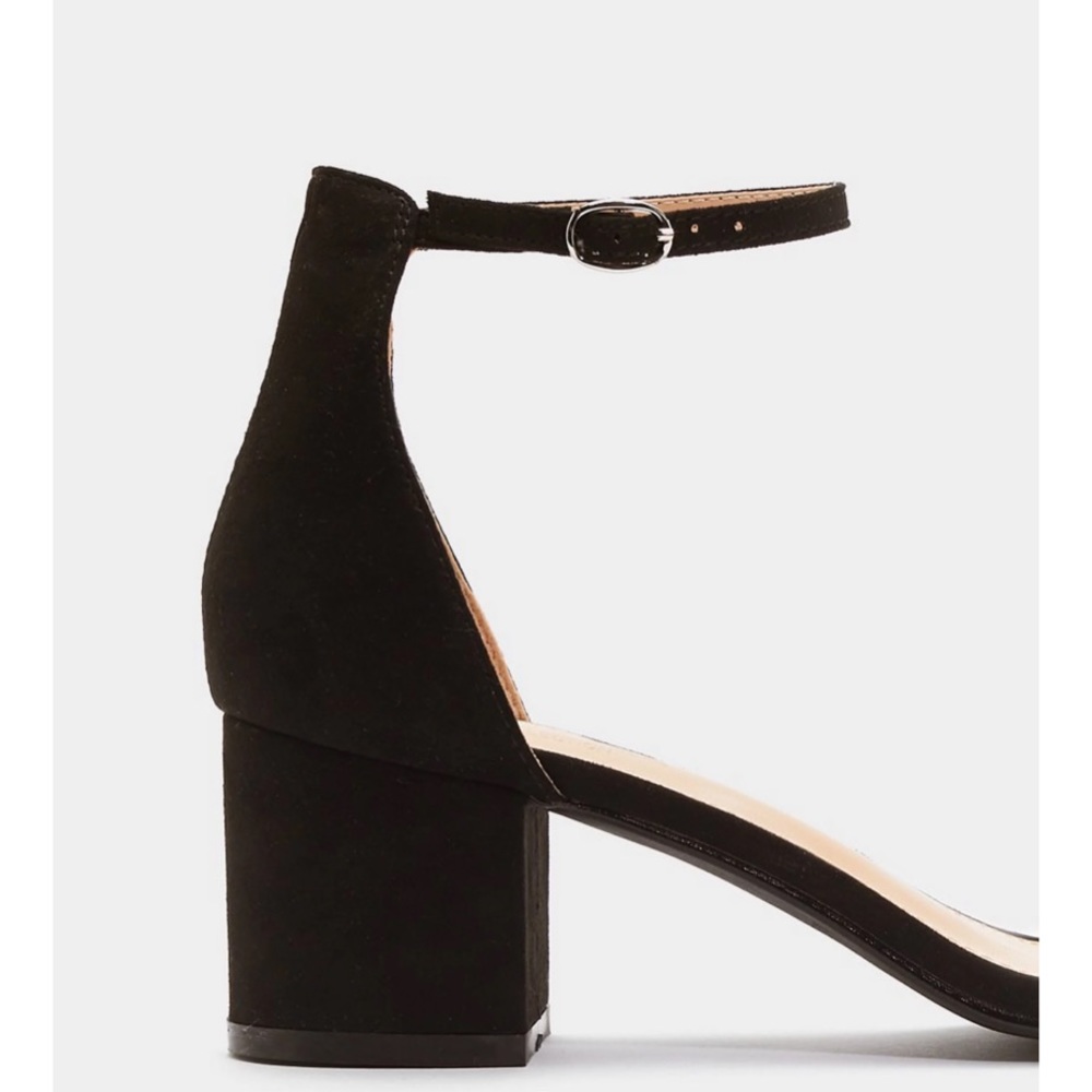 Black Block Heel Classic Sandal Ankle Strap - Picture 3 of 3